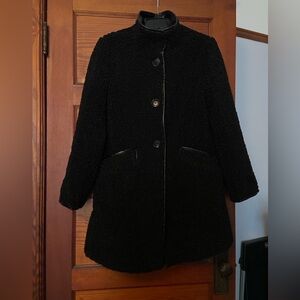 Sam Edelman black Sherpa with leather trim coat size medium